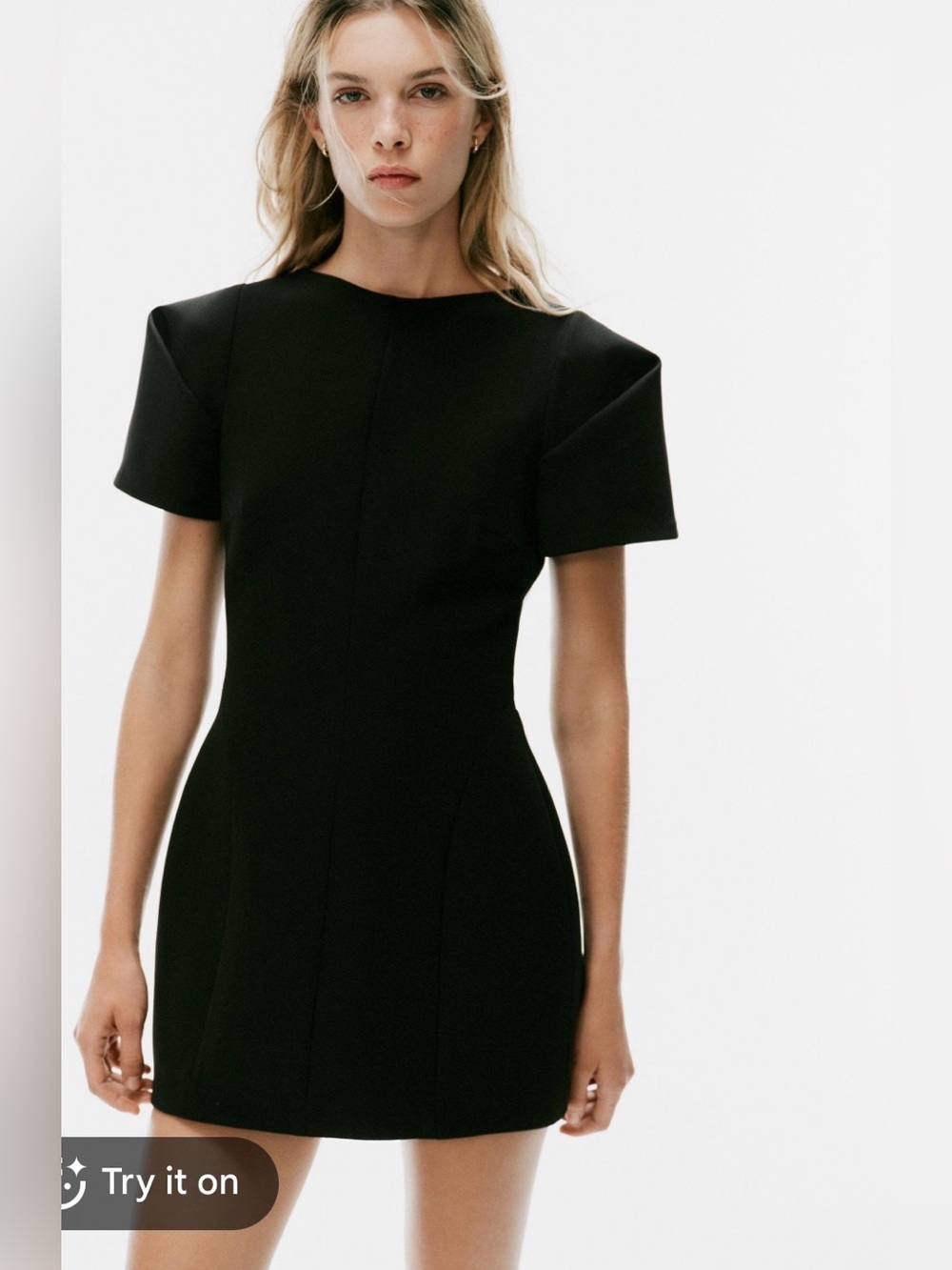 Zara Pleated Short Sleeve Mini Dress Black Cocktail NWT Size Small 8839/777/800